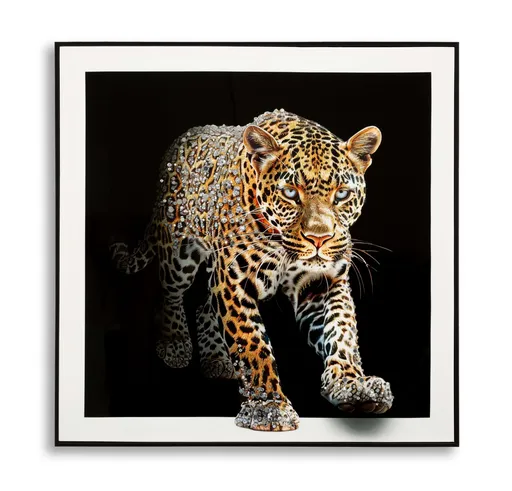 Tablou decorativ Jaguar  -A, Mauro Ferretti, 82x82 cm, lemn de pin/canvas pictat si lacuit, multicolor