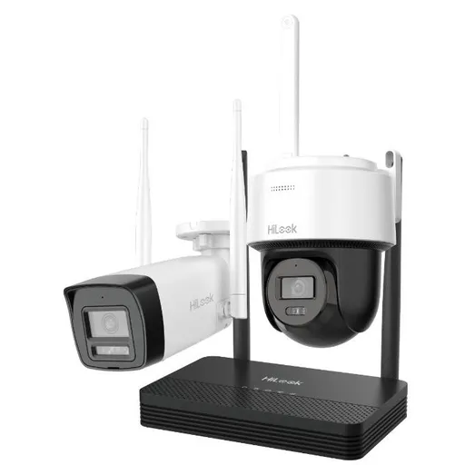 Kit 2 camere Wifi bullet + turret cu NVS HiLook IKS-2042BPH-PH/W, 2MP, lentila 2.8mm, IR 30m, lumina alba, detectie miscare
