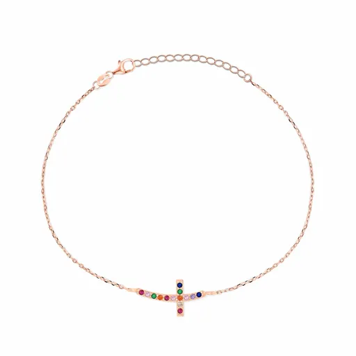 Brilio Silver Brățară atemporală placată cu aur cu cruce BRC25RRBW