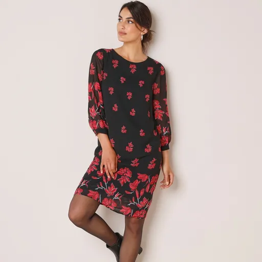 Rochie imprimată cu mâneci 3/4