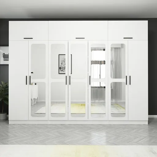 Dulap pentru haine, Hanah Home, Kale, 315x255x52 cm, Alb