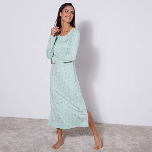 Cămașă de noapte lungă cu mâneci lungi și imprimeu floral