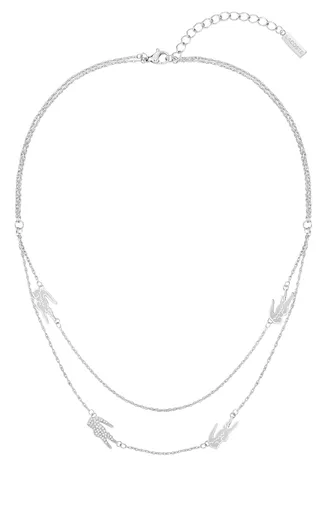 Lacoste Colier dublu din oțel pentru femei Crocodile 2040469