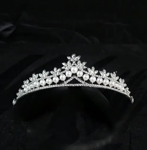 Diadema Mireasa Incrustata cu Strasuri si Perle - 28502981