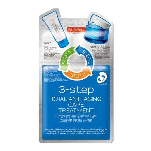 Mască pt față - 3-step Total Anti-aging Care Treatment 1,5g+22g+1,5g - Purederm