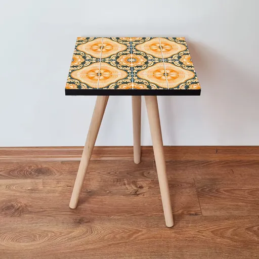 Masuta, Hanah Home, Shp53, 35x42x35 cm, Portocaliu / Verde / Negru