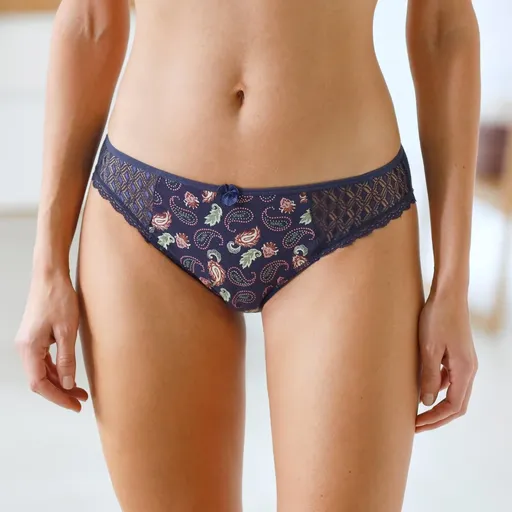 Lenjerie intimă Coria Confidence, pachet de 2 chiloți midi din dantelă cu imprimeu de cașmir