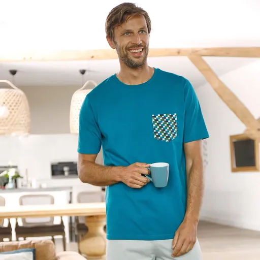 Cămașă de pijama cu mânecă scurtă, turcoaz