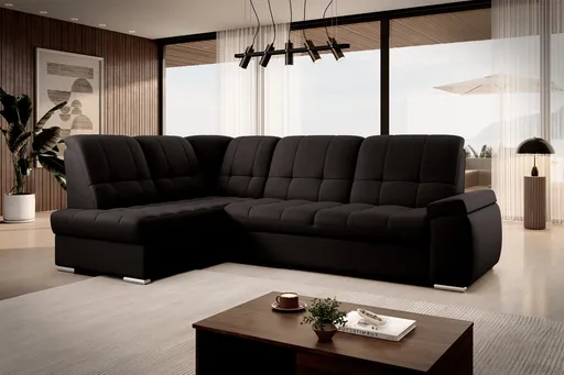 Coltar extensibil stanga 3 locuri ELTAP, LT-22FL, Sado, 272x192x95 cm, lemn/poliester, maro inchis