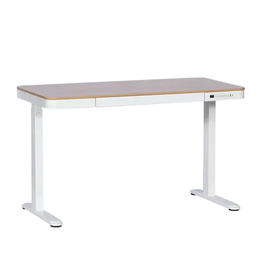 Birou ergonomic reglabil Carmen CR-118 E, Picioare nivelante, Panou de control, Display, USB, Memorie, Senzor anti-coliziune, Alb/carte