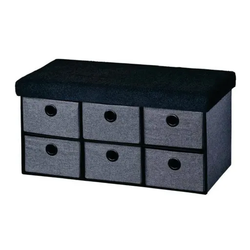 Kesper 15953 Comodă tapițată cu 6 sertare,gri-negru, 76 x 38 x 38 cm, gri
