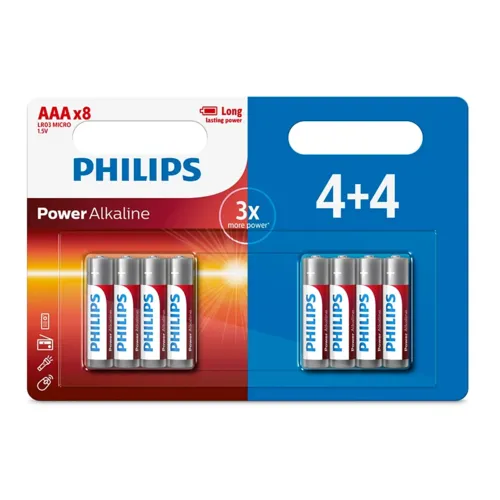 Philips Baterii AAA 1,5 V Power Alkaline, 4 + 4buc.