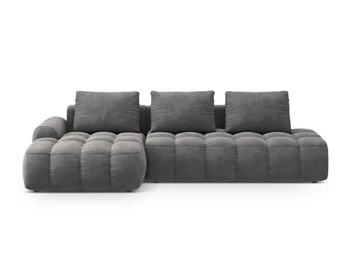 Coltar extensibil stanga 3 locuri, Linz, Cosmopolitan Design, 275x142x84 cm, cotiera dreapta, catifea, gri