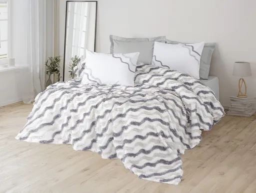 Set cuvertura pique dubla, L'essentiel Maison, Eldon, Gri