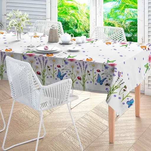 Față de masă din bumbac cu imprimeu cu motive de pajiște