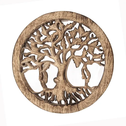 Copac al vieții din lemn de mango InDecor, 26,5 x26,5 x 2 cm
