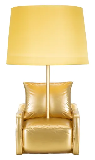 Lampa de masa Midcentury, Mauro Ferretti, 1 x E27, 40W, 26x46 cm, polirasina/fier, auriu