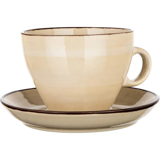 Ceașcă cu farfurioară Banquet PALAS, 290 ml,  crem, bej