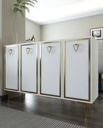 Consola, Hanah Home, 8160KM-1, 120x75x29.6 cm, PAL , Alb/Auriu