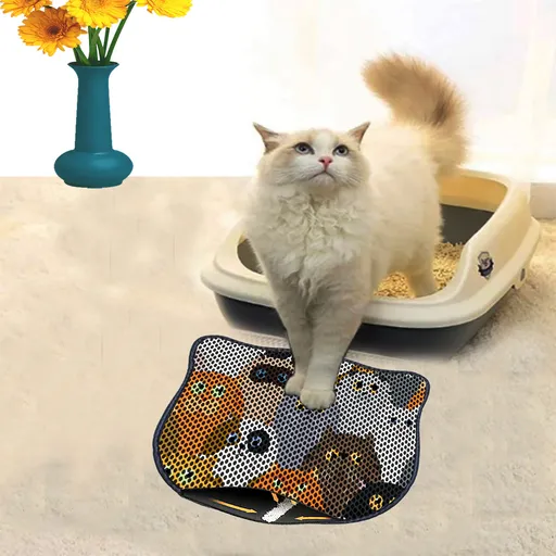 Covoras litiera pentru colectarea granulelor de nisip, Paws & Whiskers, Kdkafa0008, 50% PVC/50% poliester, Multicolor