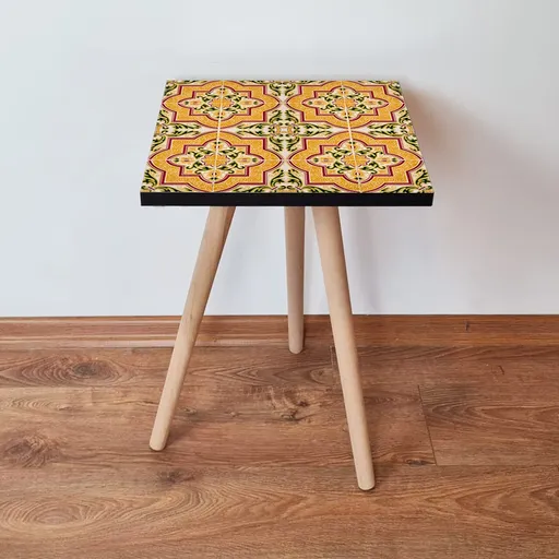 Masuta, Hanah Home, Shp27, 35x42x35 cm, Portocaliu / Verde / Roz / Alb