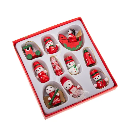 Decorațiuni de Crăciun din lemn Mix II, SET DE 10BUCĂȚI