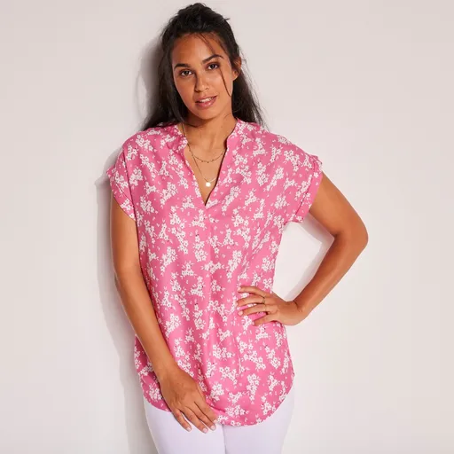 Tunică din crep cu mâneci și imprimeu