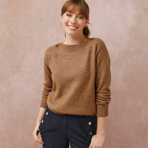 Pulover cu guler tip barcă, culoare uni