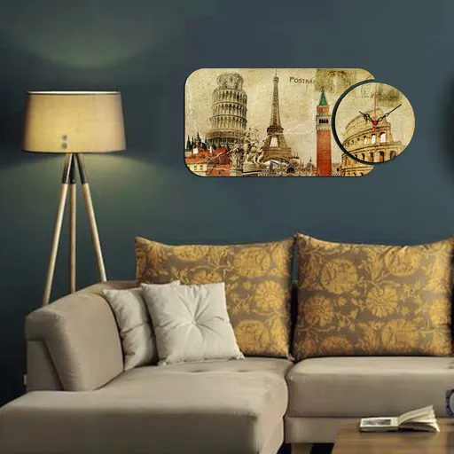 Ceas de perete, YMS-52, Dimensiune: 68 x 32 cm, Multicolor