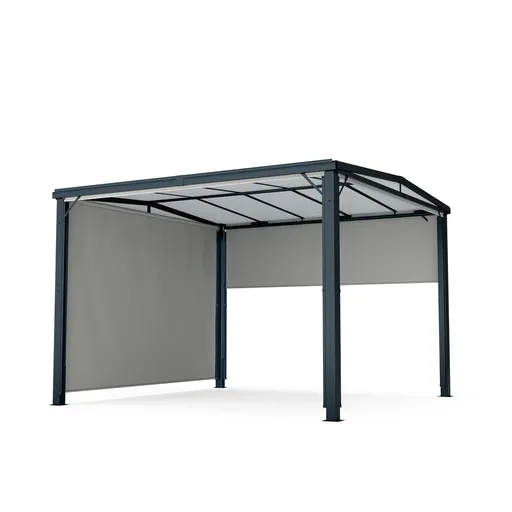 Blumfeldt Pantheon Cortina Solid Sky Pergola 3x3, rezistent la intemperii, acoperit cu pulbere, panouri laterale