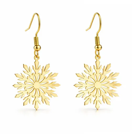 Troli Cercei fermecători din oțel placat cu aur Fulgi de zăpadă