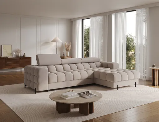 Coltar extensibil dreapta 3 locuri ELTAP, RT-18SO, Felro, 285x181x93 cm, lemn/poliester, bej