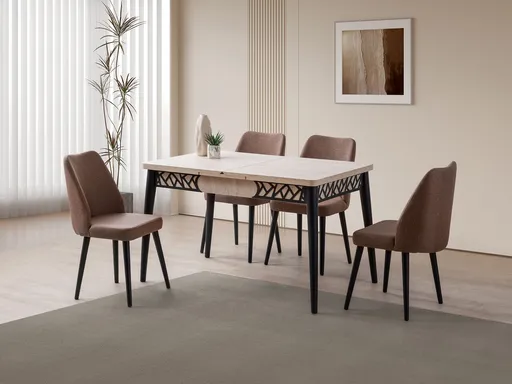 Masa extensibila, Hanah Home, Mira, PAL, Travertin / Negru