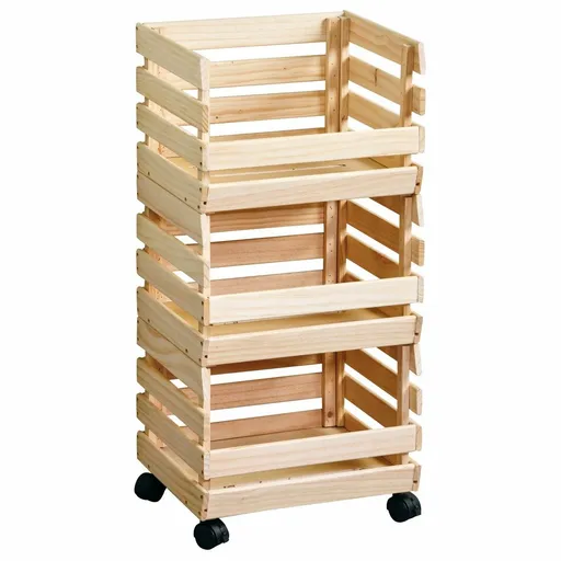 Kesper 69581 Raft pentru fructe și legume cu roți,pin,  80 x 37 x 30 cm