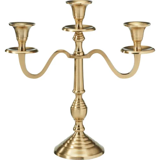 Sfeșnic metalic cu 3 brațe 29x10x30 cm, culoareauriu, decor 2