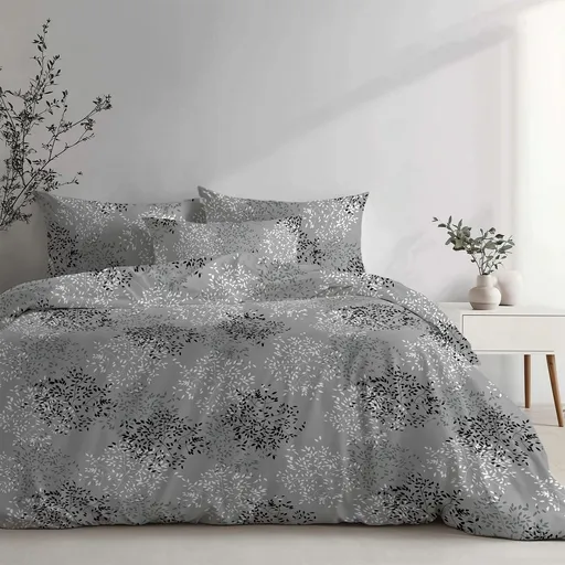 Stanex Lenjerie de pat din bumbac Větvičky gri, 140 x 200 cm, 70 x 90 cm