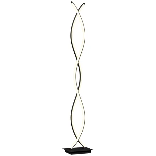 HOMCOM Lampadar de salon cu design spirală dublă, 3 niveluri de luminozitate, comutator de picior, modern și elegant, negru | Aosom Romania
