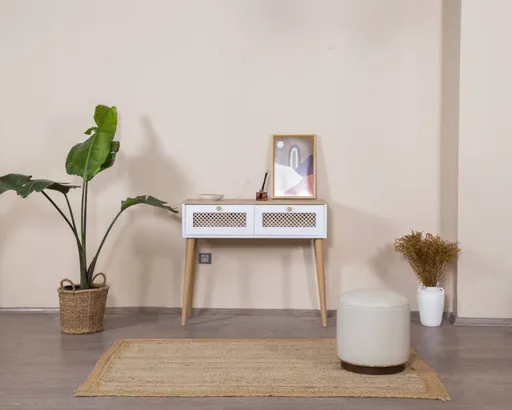 Dulap, Hanah Home, Goose, 95x100x35 cm, Alb / Stejar