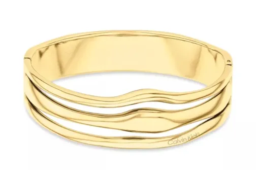 Calvin Klein Brățară solida moderna din oțel placat cu aur CK Wavy 35000719