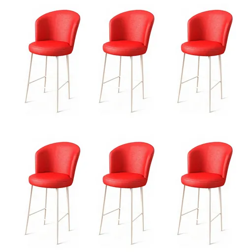 Set de scaune de bar Uras Red and White, 6 buc., roșu, 6 buc.