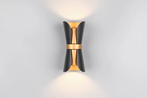 Aplica de perete Coat, TRIO, 10x11x21 cm, 10W, 2x GU10, metal, negru mat/auriu