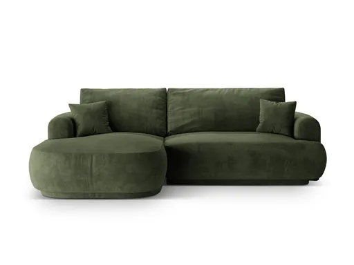 Coltar extensibil stanga 5 locuri, modular, cu lada depozitare, Ella, Micadoni Home, 271x174x94 cm, catifea, verde