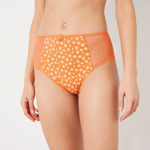 Set de 4 chiloți maxi cu imprimeu Tropea, cu dantelă