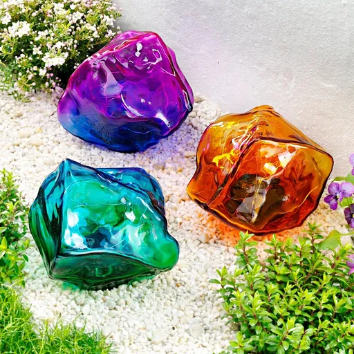 Decorațiune solară Stones, set 3 buc