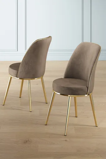 Set scaune 4 piese, Hanah Home, Pefa, Cappuccino / Aur