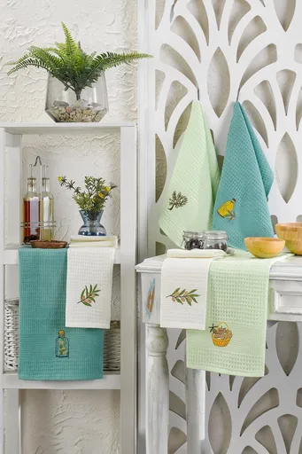 Set prosoape de bucatarie, L'essentiel Maison, Olive, Multicolor