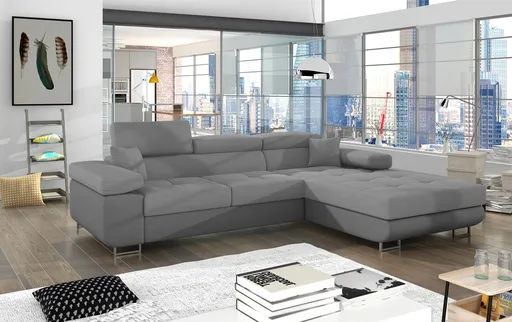 Coltar extensibil dreapta 4 locuri ELTAP, Armd-31, Armando, 289x203x85 cm, lemn/poliester, gri deschis/gri