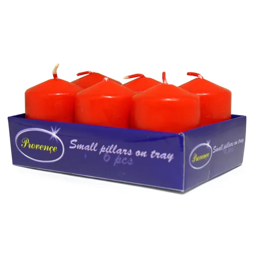 Lumânare Provence cilindru roșu, 3,8 x 5,5 cm, 6buc.
