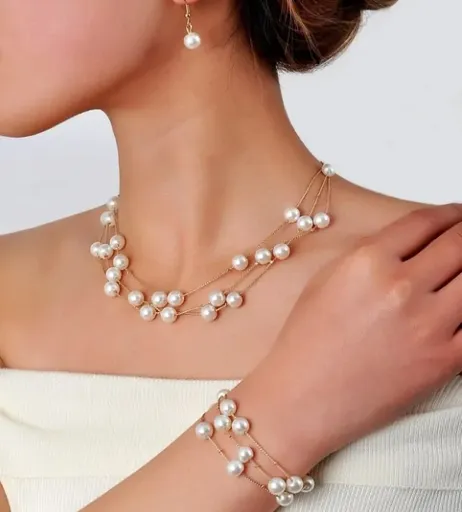 Cercei Mireasa, Colier si Bratara cu Perle, Harmonia - 13161797