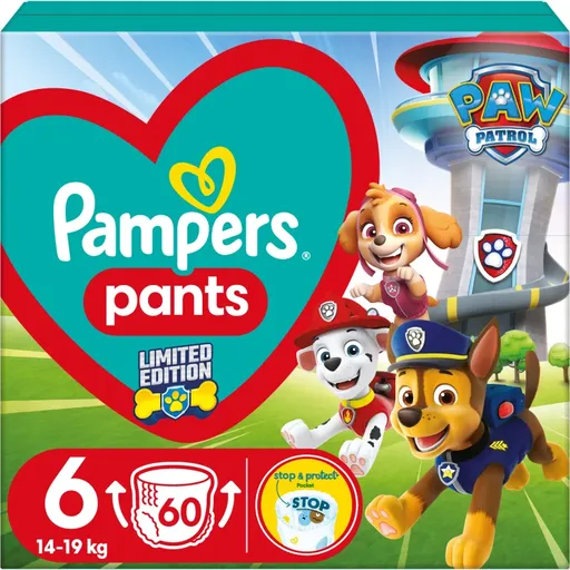 Pampers Pants Paw Patrol Size 6 scutece de unică folosință tip chiloțel 13-19 kg 60 buc